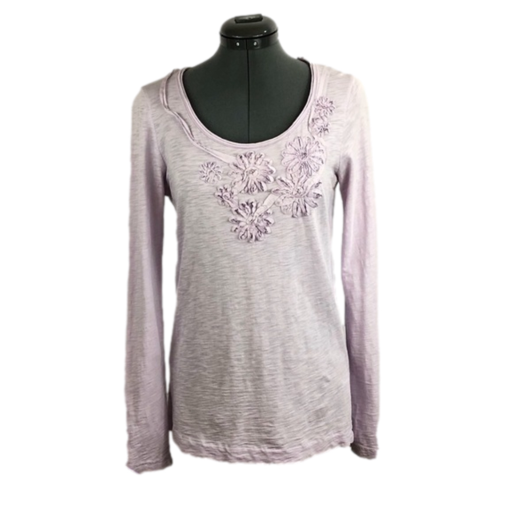 J. Crew T-Shirt Top with Ribbon Flowers Design